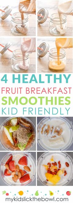 four healthy fruit and breakfast smoothies for kids