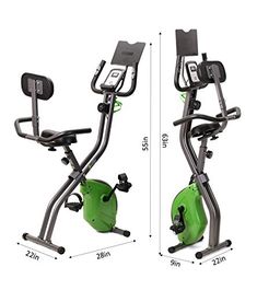 an exercise bike is shown with measurements for the front and back wheels on each side