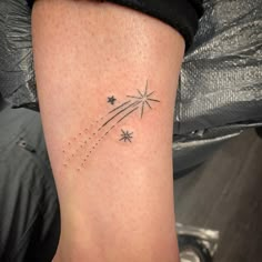 a person with a small star tattoo on their leg