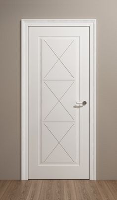 an open white door on a wooden floor