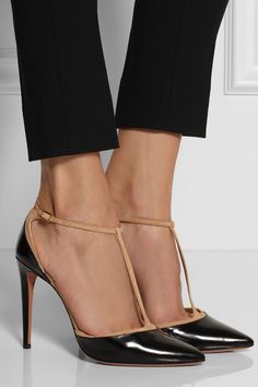 AQUAZZURA Tango leather and suede T-bar pumps Bar Shoes, Tread Lightly, T Bar Shoes, Fab Shoes, Shoes Woman