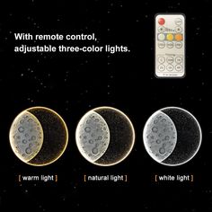 three different types of remote controls on a black background with space and stars in the background