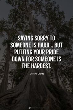 Saying sorry to someone is hard… but putting your pride down for someone is the hardest.