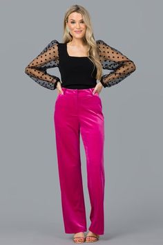 Perfect Velvet Slacks, Magenta :: NEW ARRIVALS :: The Blue Door Boutique Velvet Wide Leg Full Length Party Pants, Velvet Wide Leg Pants For Party, Elegant Velvet Wide Leg Pants For Party, Velvet Full Length Wide Leg Party Pants, Elegant Pink Wide Leg Pants For Night Out, Fall Velvet Pants For Night Out, Velvet Pants For Fall Night Out, Wide-leg Velvet Pants For Party, Party Velvet Wide-leg Pants