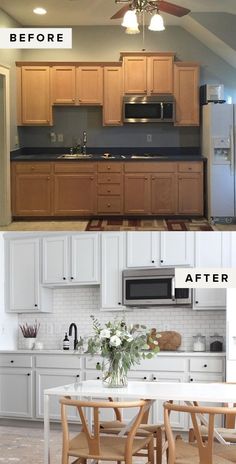 before and after pictures of a kitchen remodel