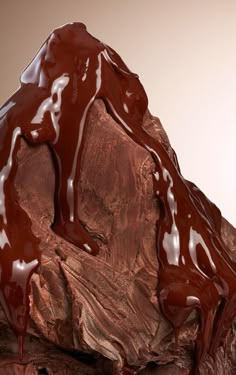 a large rock covered in melted chocolate