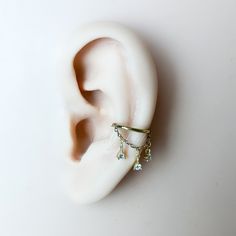 a pair of ear piercings on top of a white surface