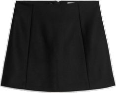 Chic Wool A-line Skirt, Chic A-line Wool Bottoms, Chic Fitted Skirt With Concealed Front Fastening, Chic Tailored Wool Skirt, Chic Wool Mini Skirt, Tailored Wool Skirt Chic Style, Tailored Chic Wool Skirt, Chic Wool A-line Bottoms, Chic Wool Flared Skirt Bottoms