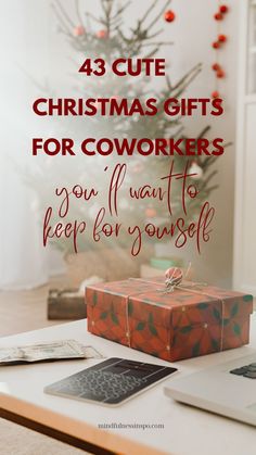 43 cute Christmas gifts for coworkers you'll want to keep for yourself. gift guide on mindfulnessinspo.com Cute Holiday Gifts For Coworkers, Ornament Gift Ideas For Coworkers, Cute Coworker Gifts For Christmas, Presents For Coworkers Christmas, Do Worker Christmas Gifts, Crafts For Coworkers Christmas, Small Christmas Presents For Coworkers