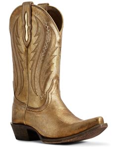 Ariat Women's Tailgate Gold Western Boots - Snip Toe, Western Motifs, Metal Fashion, Rounded Toe Boots, Goodyear Welt, Leather Pulls, Western Boots, Full Grain Leather, Western Fashion, Cowboy Boots