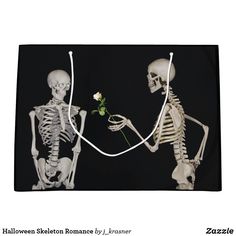 two skeletons are holding flowers in their hands