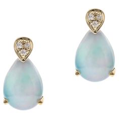 Decorate yourself in elegance with this Earring is crafted from 10-karat Yellow Gold by Gin & Grace Earring. This Earring is made up of 6x8 mm Pear-cab (2 pcs) 1.33 carat Ethiopian Opal and Round-cut White Diamond (6 pcs) 0.02 carat. This Earring is weight 1.53 grams. This delicate Earring is polished to a high finish shine. Delicate Earring, Jewellery Wishlist, Chinese Art Deco, Delicate Earrings, Gold Earrings Studs, Gold Studs, Chinese Art, Ethiopian Opal, Jewelry Earrings Studs