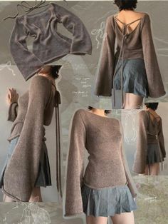 Diy Vetement, Flare Long Sleeve, Mode Inspo, Mode Vintage, Fashion Mode, Mode Inspiration, Casual Pullover, Long Sweaters, Tie Back