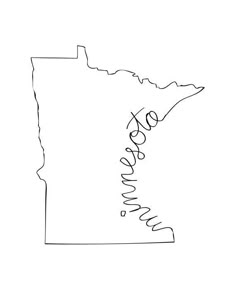 a drawing of the state of minnesota in black and white with handwritten name on it