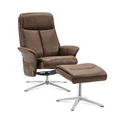 the reclining chair and ottoman is shown