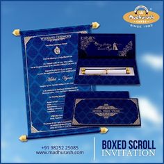 Boxed Scroll Wedding Card | Farman Wedding Card | Madhurash Cards Scroll Invitation Card, Marriage Ceremony, Online Invitations, Invitation Card