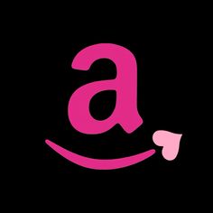 an amazon logo with the letter a on it's side and pink letters in the middle