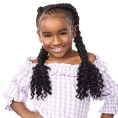 Sensationnel Lulu Mini Synthetic Kids Braid - 2X BOHEMIAN 10   Color Shown on Model: 1B Short Bohemian curly style in 10” Perfect protective style for kids Safe Flame Retardant High-Quality Fiber Soft Light Weight and Easy on Moms Hands, Great for Tension-Free Styling   Ships out from USA   Return Policy We guarantee money back on all acceptale returns Original shipping fees & Handling charges are NON-REFUNDABLE Return are only available within 30 Days of receiving All items m Types Of Braids, Glitter Hair Bows, Protective Style, Girls Braids, Back To School Hairstyles, Braids For Kids, Half Wigs, Sleek Ponytail, Glitter Hair