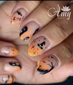 Spooky Nail Ideas, Nail Designs For Halloween, Scary Halloween Nails Design, Fairycore Bedroom, Acrylic Aesthetic, Spooky Nail, Uñas Ideas, Cartoon Nails