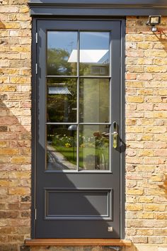 External Back Door Ideas, Kitchen Back Doors, Back Door Styles, 3/4 Glass Door, Glass Porch Door, Victorian Back Door, Back Doors Exterior Kitchen, Glass External Door, Cottage Back Door