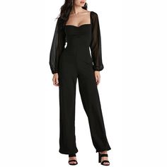 With a square neckline, it can also be used as off-the-shoulder, wide-leg pants, high waist, and hidden belly. Fashionable and comfortable women's casual jumpsuit for stylish ladies, draped, modern and flattering, casual and elegant style.The high waist and wide-leg design ensure summer leg comfort while lengthening your legs. Romper Outfit Black, Pant Romper Outfit, Romper Outfits, Summer Legs, High Waist Jumpsuit, Women's Jumpsuit, Pants Romper, Womens Jumpsuits Casual, Maxi Jumpsuit