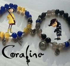 not mine , pin from @mickeyminnieplutohueylouie0068 . dm for removal Matching Coraline Bracelets, Matching Character Bracelets, Movie Inspired Bracelets, Bracelets With Beads, Pulseras Kandi, Could Be Us, Matching Couple Bracelets