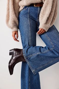 Emmy Washed Western Boots | Free People Mid Calf Boots Outfit Fall, Woman Styles Fashion, Early 1990s Fashion Women, Fall 2024 Western Fashion Trends, Womens Western Business Attire, Adult Fashion Woman, Brunch Attire Winter, Brown Pointed Boots Outfit, Old Money Feminine Style