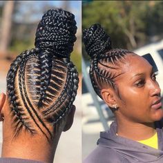 910 Likes, 6 Comments - Nigerian Braids Gang (@nigerianbraidsgang_) on Instagram: “This is super cute 😍😍😍 @braidsbyshymoney  . . . . . .…” Nigerian Braids, Hair Clipart, Braid Inspiration, Stitch Braids, Feed In Braid, High Bun