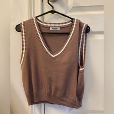 Very Soft, Chocolate Brown Color, White Details, Brand New From Tilly’s Brown Sweater Vest, Chocolate Brown Color, Chocolate Brown Colour, White Details, Running Tops, Brown Sweater, Christmas 2024, Vest Top, Sweater Vest