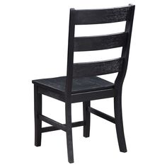 a black wooden chair against a white background