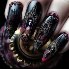 Halloween Acrylic Nails, Dark Nails, Beautiful Nail Art