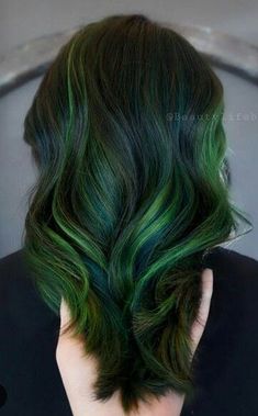 Dark Green Highlights, Fox Hair Dye, Black To Blonde Hair, Arctic Fox Hair Dye, Oil Slick Hair