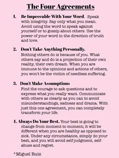 The Four Agreements | Words Of Wisdom | The Tao of Dana Selamat Hari Valentine, Now Quotes, The Four Agreements, Vie Motivation, Mental And Emotional Health, Self Care Activities, Health Quotes, Coping Skills, Self Improvement Tips