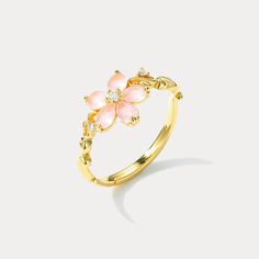 Selenichast Sterling Silver Cherry Blossom Ring For Women, Sakura Open Ring For Girls, Pink Crystal Ring, Nature Inspired Rings, Gift Ideas For Her Cherry Blossom Ring, Rings Ceremony, Nature Inspired Rings, Purple Grapes, Enamel Necklaces, Rings For Girls, Cute Rings, Pink Quartz, Open Ring