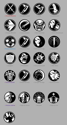 an image of different types of logos in black and white, with the words on each side