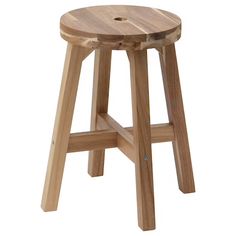 a wooden stool that is made out of wood