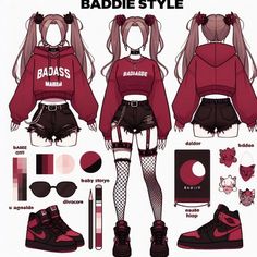 an anime character's fashion guide for baddie style