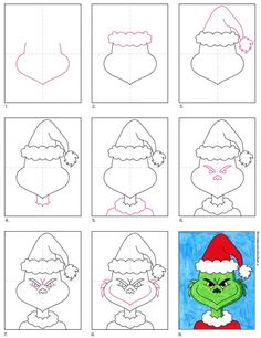 how to draw the grin face for christmas