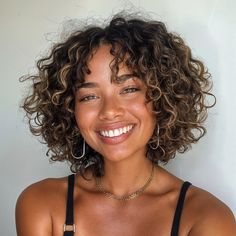 Short Curly Fine Hairstyles, Real Curly Hair Styles Natural Curls, Curly Bob Square Face, Curly Hair Short Haircut Shoulder Length, Short Bob With Peekaboo Color, Curly Bob With Bangs Black Women, Curly Hair Layered Bob, Short Curly Hair Money Piece, Curly Short Hair Highlights