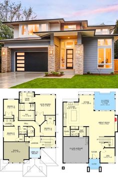 two story house plans that are both modern and open concept for the homeowners