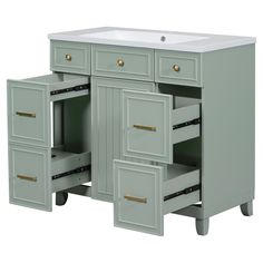 a bathroom vanity with two drawers and a sink