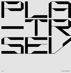 black and white type that is in the shape of an abstract font, with different letters