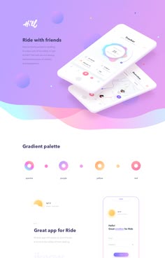 the landing page for an app that is designed to look like it has different colors and shapes