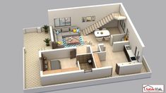 the floor plan for a two bedroom apartment with an attached kitchen and living room area