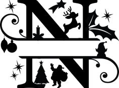 the letter n is decorated with christmas decorations