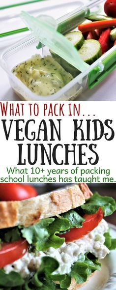 what to pack in vegan kids lunches with veggies and ranch dressing