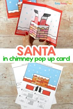 santa in chimney pop up card is shown with text overlay that reads, santa in chimney pop up card