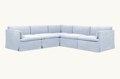 Gabriel Corner Sectional Sofa in Morning Glory Light Blue Sectional Sofa, Playroom Sectional, Boston Apartment, Blue Sectional, Girly Apartments, Corner Sectional Sofa, Cozy Seats, Washable Slipcovers, Bumper Sectional