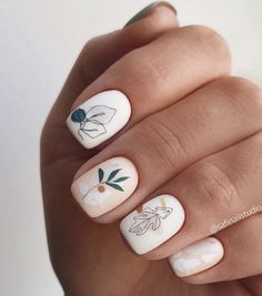 Holiday Nails Thanksgiving, Style Nails, Lavender Nails, Floral Nail Designs, Floral Nail, Minimal Nails, Flower Nail Designs, Nail Style, Temporary Art