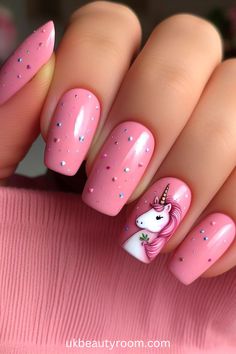 21 Pink Nail Ideas for a Gorgeous Manicure in 2024 Pink Nail Polish Ideas, Light Pink Nail Designs, Pink Holographic Nails, Unicorn Decal, Nail Polish Ideas, Blush Pink Nails